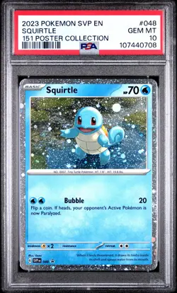 2023 POKEMON SVP EN-SV BLACK STAR PROMO 151 POSTER COLL #048 SQUIRTLE PSA 10 - Image 1