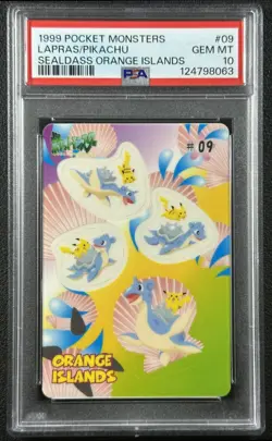 LAPRAS PIKACHU PSA 10 1999 POCKET MONSTERS POKEMON #09 SEALDASS ORANGE ISLANDS - Image 1
