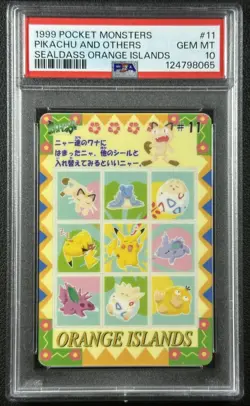 PIKACHU OTHERS PSA 10 1999 POCKET MONSTERS POKEMON 11 SEALDASS ORANGE ISLANDS 65 - Image 1