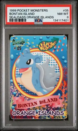 1999 POCKET MONSTERS SEALDASS ORANGE ISLANDS #05 BONTAN ISLAND PSA 8 - Image 1