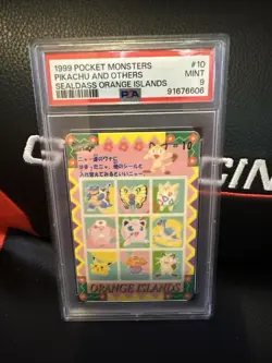 1999 Pocket Monsters Pikachu And Others Sealdass Orange Islands PSA 9 - Image 1