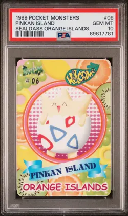 1999 POCKET MONSTERS SEALDASS ORANGE ISLANDS #06 PINKAN ISLAND PSA 10 - Image 1