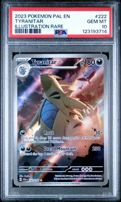 2023 POKEMON PAL EN-PALDEA EVOLVED ILLUSTRATION RARE #222 TYRANITAR PSA 10 - Image 1