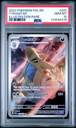 2023 POKEMON PAL EN-PALDEA EVOLVED ILLUSTRATION RARE #222 TYRANITAR PSA 10 - Image 1