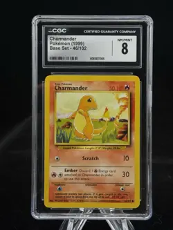 Charmander #46 Base Set 1999 Pokemon Game CGC 8 🔥 - Image 1
