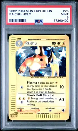 2002 POKEMON EXPEDITION #25 RAICHU-HOLO PSA 9 - Image 1