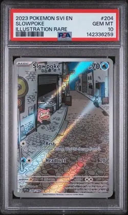 Pokemon TCG Slowpoke 204/198 Scarlet & Violet Illustration Rare PSA 10 - Image 1