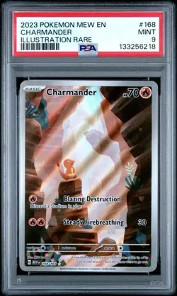 2023 POKEMON MEW EN-151 ILLUSTRATION RARE #168 CHARMANDER PSA 9 - Image 1