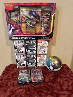 Pokemon TCG Bundle with Tins, Booster bundles, Pokeball Tin, Mega Latius Ex Box - Image 1