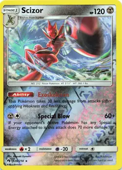 POKEMON Scizor #126/214 Reverse Holo SM - Lost Thunder NM - Image 1