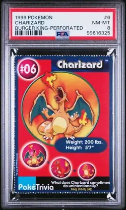PSA 8 CHARIZARD BURGER KING 1999 POKEMON #6 GRADED NM-MINT VINTAGE DRAGON *TPHLC - Image 1
