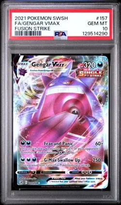 PSA 10 GENGAR VMAX 157 FUSION STRIKE SWORD & SHIELD POKEMON GEM MINT - Image 1