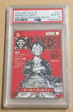2025 ONE PIECE JAPANESE PROMOS MAGAZINE VOL.20 #014 MONKEY D. LUFFY PSA 10 - Image 1
