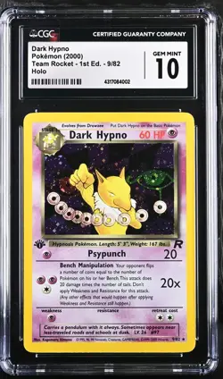 CGC 10 GEM MINT DARK HYPNO TEAM ROCKET 1ST EDITION 9/82 Holo 2000 POKEMON POP 76 - Image 1