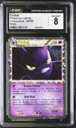 CGC 8 Crobat 2010 Unleashed 84/95 Holo SWIRL Pokemon Card - Image 1