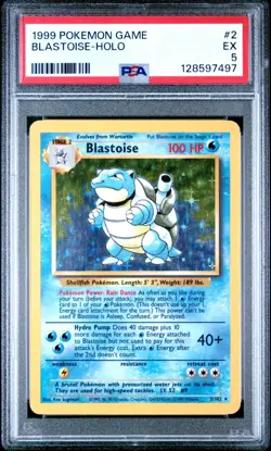 Pokemon TCG 1999 Base Set Blastoise 2/102 Holo Rare PSA 5 Excellent - Image 1