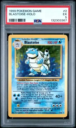 1999 POKEMON BASE SET BLASTOISE UNLIMITED HOLO 2/102 PSA 5 EXCELLENT - Image 1