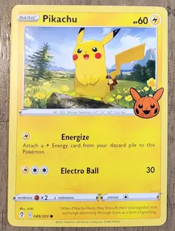 Pikachu 049/203 Trick or Trade card Pokemon Nm - Image 1