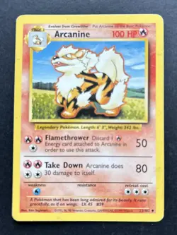Arcanine 23/102 Uncommon Unlimited Base Set 1999 - Pokemon Card TCG - Image 1