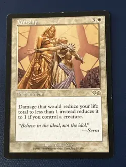 Worship X1 Urza’s Saga Ex Condition See Pics Front Back - Image 1