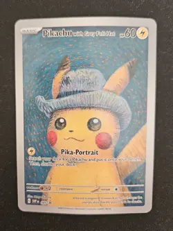 Pokemon Pikachu SVP En Van Gogh Grey Felt Hat Pikachu Custom Promo - Image 1