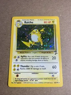 NM Raichu 14/102 Base Set 2 Holo Rare Pokemon Card - Image 1