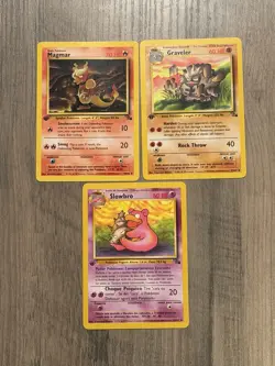 Pokemon TCG 1st Edition Fossil 3 Card Lot - Magmar + Graveler + Slowbro WOTC - Image 1