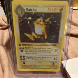 Pokemon in MT condition TCG Raichu Base Set Holo Rare 80HP English 14/102 Card - Image 1