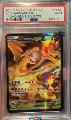 PSA 9 MINT Charizard EX XY121 Black Star Promo FULL ART HOLO PROMO Pokemon Card - Image 1