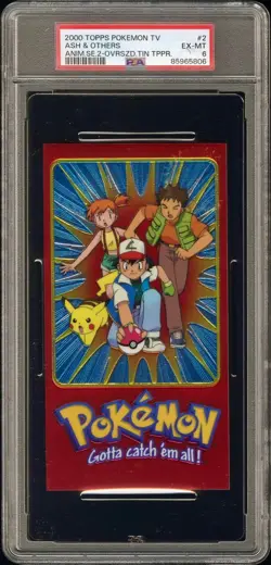 PSA 6 - Ash & Others TOPPS Anime Ser. 2 O/S Tin Topper- Pokemon - Image 1
