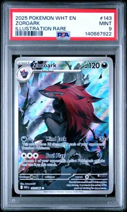 2025 POKEMON WHT EN-WHITE FLARE ILLUSTRATION RARE #143 ZOROARK PSA 9 - Image 1