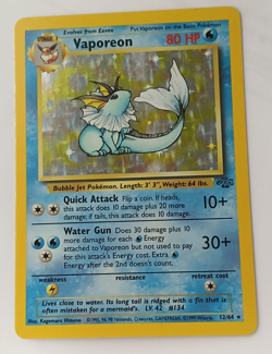 Pokemon TCG Vaporeon 12/64 Jungle Set Holo Rare Card Vintage WOTC 1999 LP - Image 1