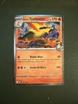 Ethan's Typhlosion 034/182 Pre Release STAMPED Promo Destined Rivals Pokemon - Image 1
