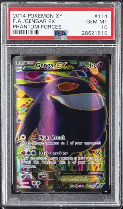 2014 POKEMON XY PHANTOM FORCES #114 FULL ART/GENGAR EX PSA 10 - Image 1