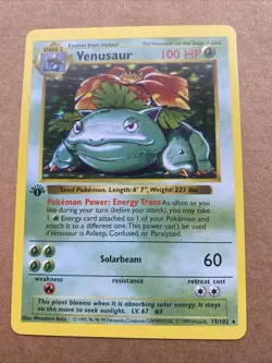 Pokemon TCG Venusaur Base Set Shadowless 1st Edition Holo Rare 100HP 15/102 - Image 1