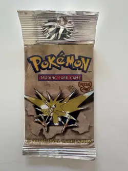 1999 Pokemon Fossil Booster Pack SEALED Zapdos Art RARE Long Crimp NM!! - Image 1