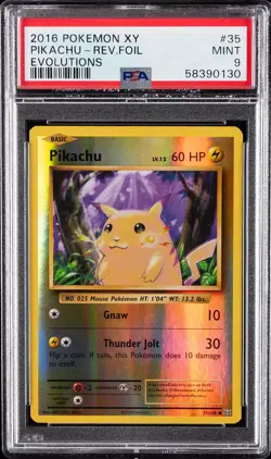 2016 POKEMON XY EVOLUTIONS #35 PIKACHU-REVERSE FOIL PSA 9 - Image 1