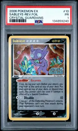 PSA 1 Sableye 10/100 Crystal Guardians Reverse Holo Foil Stamped 2006 Pokemon PR - Image 1