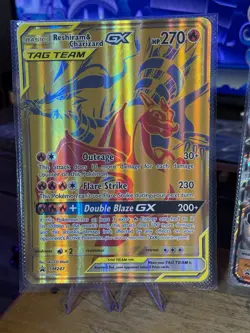 Pokemon Reshiram & Charizard GX Tag Team Gold JUMBO Black Star Promo Card SM247 - Image 1