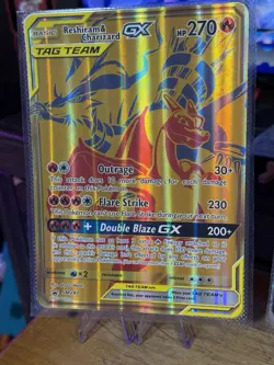 Pokemon Reshiram & Charizard GX Tag Team Gold JUMBO Black Star Promo Card SM247 - Image 3