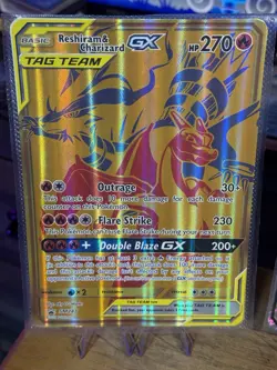 Pokemon Reshiram & Charizard GX Tag Team Gold JUMBO Black Star Promo Card SM247 - Image 4