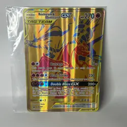 Pokemon Reshiram & Charizard GX Tag Team Gold JUMBO Black Star Promo Card SM247 - Image 1