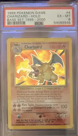 PSA 6 EX/MT 1999 CHARIZARD POKEMON GAME HOLO UNLIMITED BASE SET #4 G5764 - Image 1
