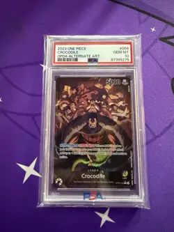 2023 ONE PIECE OP04-KINGDOMS OF INTRIGUE #058 CROCODILE ALTERNATE ART PSA 10 - Image 1