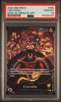 2023 ONE PIECE OP04-KINGDOMS OF INTRIGUE #058 CROCODILE ALTERNATE ART PSA 10 - Image 1
