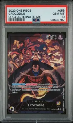 2023 ONE PIECE OP04-KINGDOMS OF INTRIGUE #058 CROCODILE ALTERNATE ART PSA 10 - Image 1