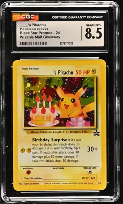 2000 Pokemon Promo Black star #24 Birthday Pikachu Holo | CGC 8.5 NM-MT Rare! - Image 1