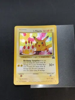 Pokemon Birthday Pikachu #24 Holo Black Star Promo 2000 WOTC Swirl - Image 1