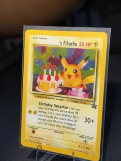 Pokemon Birthday Pikachu #24 Holo Black Star Promo 2000 WOTC Swirl - Image 3