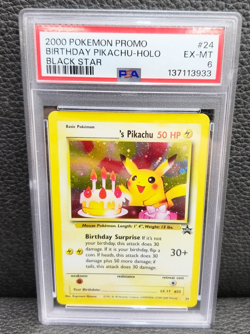 PSA GRADED 6- 2000 POKEMON PROMO BLACK STAR #24 BIRTHDAY PIKACHU-HOLO - Image 1